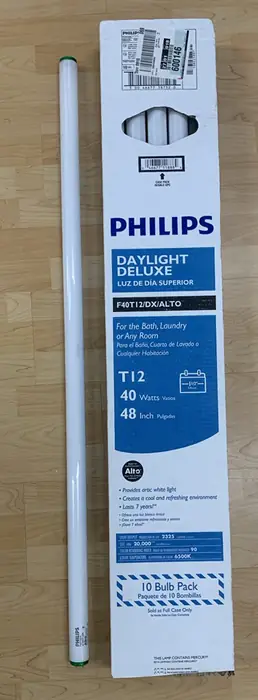 Philips F40T12/DX/ALTO - 40 Watt 4 ft. Fluorescent Tube, 6500K, 10 Pack, 형광등