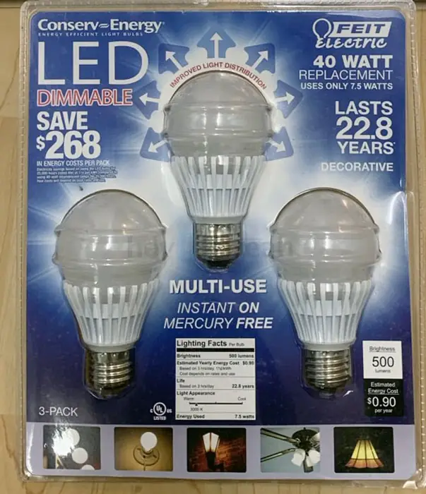 Feit Electric 40Watt LED Dimmable Bulbs 3-Pack, LED 밝기조절 램프