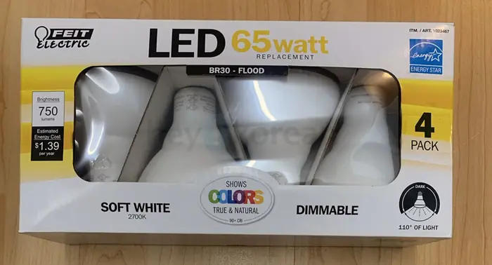 Feit 65w Replacement LED Flood Bulbs, Dimmable, 750 Lumens, 4 Pack