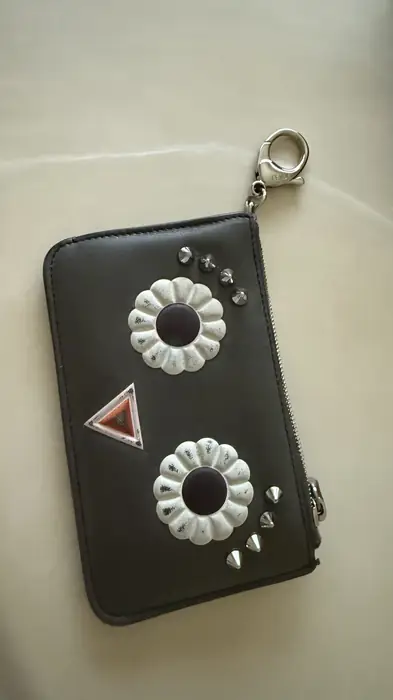 Authentic 펜디 Fendi 동전 카드 Wallet 열쇠고리
