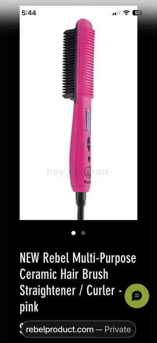 Rebel Multi-Purpose Ceramic Hair Brush Straingtener/Curler-pink in Bergen County, NJ
