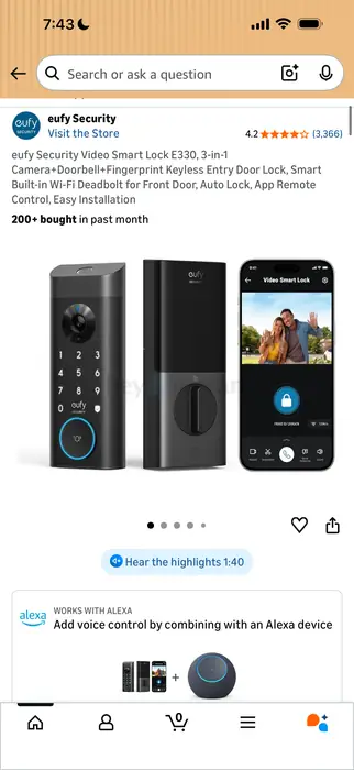 Brand new!! Eufy Security Video Smart Lock E330, 3-in-1 Camera+Doorbell+Fingerprint Keyless Entry Door Lock