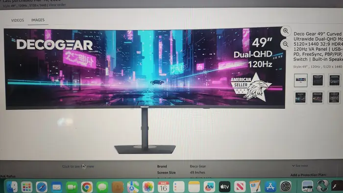 New : Monitor. Deco Gear 49″ Curved Ultrawide Dual-QHD Monitor | 5120×1440 32:9 HDR400 | 120Hz VA Panel | USB-C 65W PD, FreeSync, PBP/PIP, KVM Switch