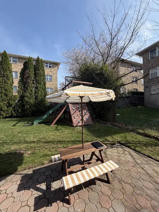 Kids picnic table with umbrella in Bergen County, NJ