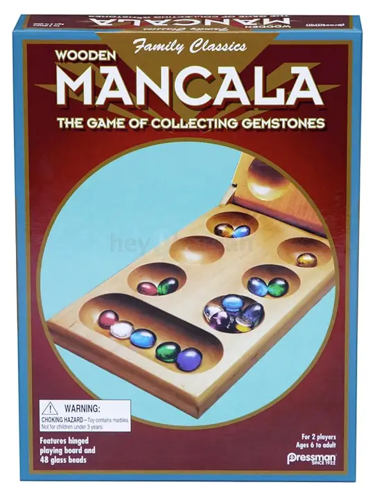망갈라 새거 게임 팝니다 Pressman Mancala Board Game | Fun Classic Table for Adults & Kids | Includes 48 Glass Mancala Stones and Wood Hinged Playing Board in Bergen County, NJ
