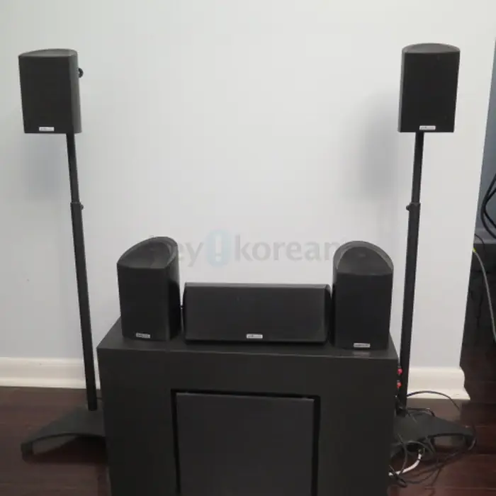 Polk Audio RM6880 5.1 Surround Sound System with Adjustable Sanus Speaker Stands in Bergen County, NJ