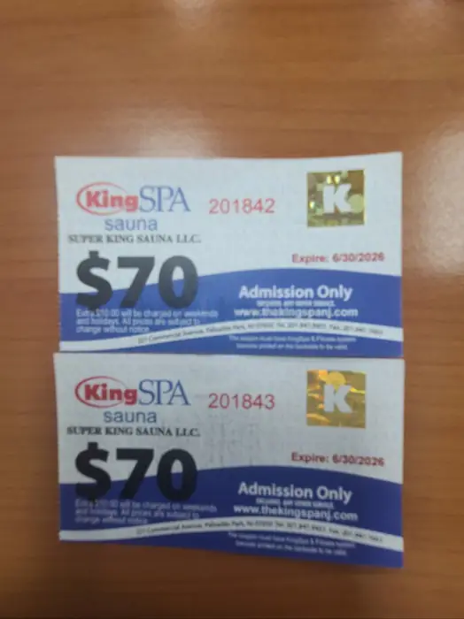 뉴저지 스파 _ 킹스파 티켓 판매 _ 각 $40 _ 총 3장 가능 _ kylejeon2020@gmail.com in Bergen County, NJ