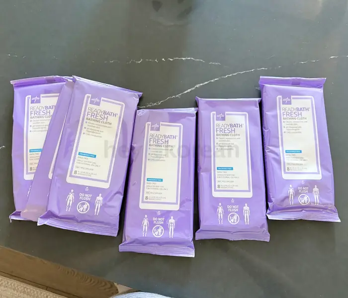 Medline ReadyBath Fresh 전신 목욕티슈 19팩 / 환자용 목욕 물티슈 / 물 없이 사용