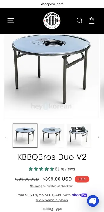 Kbbq bros Round Butane Gas Table for Sale