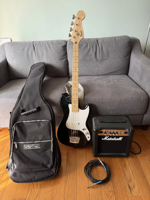 Fender bass guitar and marshall amp excellent conditon