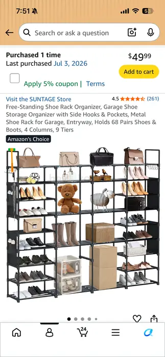 Shoes rack in Manhattan, NY