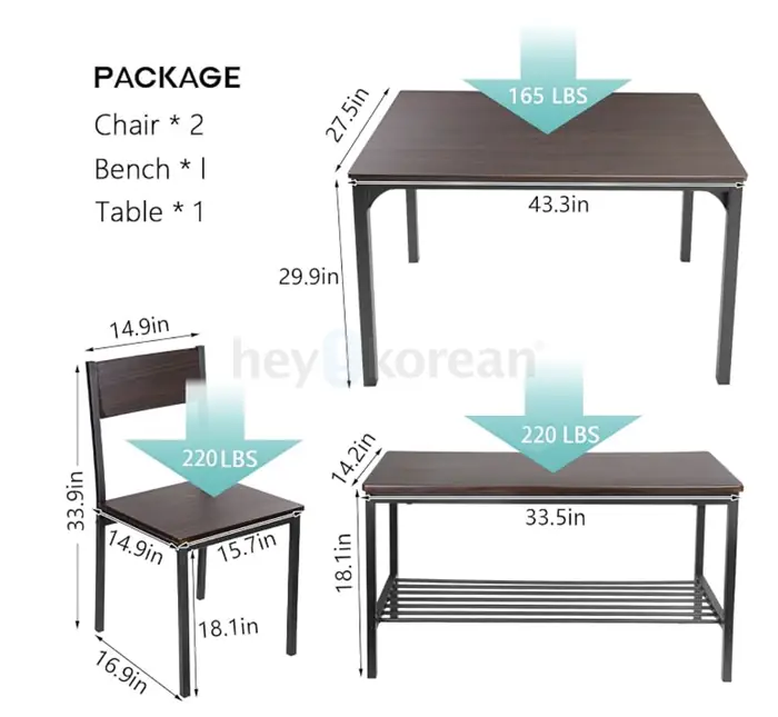 아마존 4인용 식탁+Chair4인 soges 43.3 inch Dining Table Set for 4