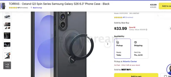 Samsung Galaxy S26 6.3" Phone Case - Black..TORRAS - Ostand Q3 Spin Series in Queens, NY