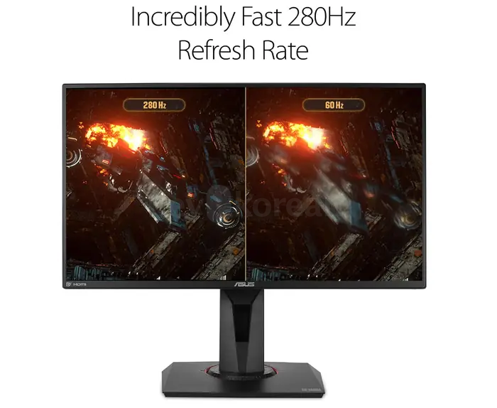 ASUS TUF Gaming VG259QM 24.5” Monitor, 1080P Full HD (1920 x 1080), Fast IPS, 280Hz, G-SYNC Compatible, Extreme Low Motion Blur Sync,1ms, DisplayHDR 4