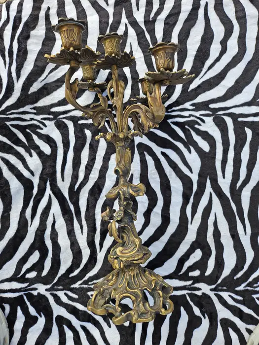 18" tall vintage Rococo style 5-arm candelabra.