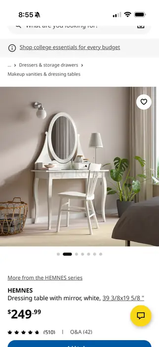 아이케아 Vanity Table Chair세트