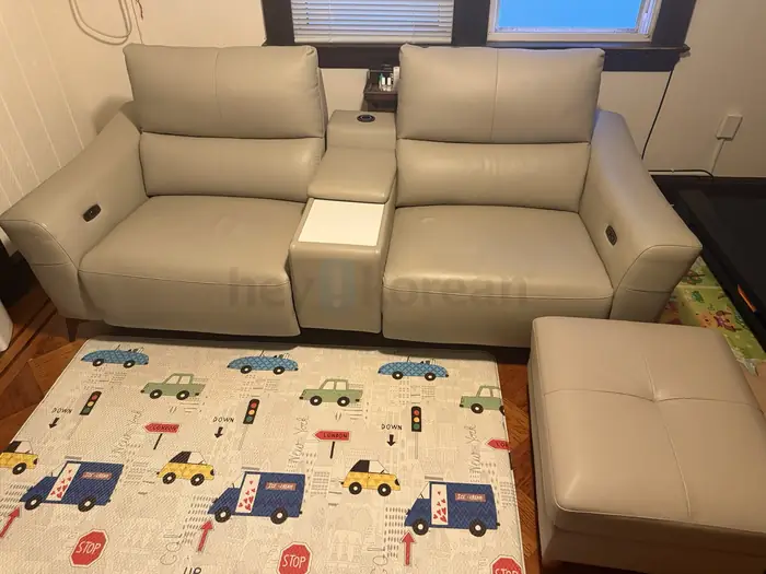 2-Seater Power Recliner Sofa with Center Console & Ottoman
