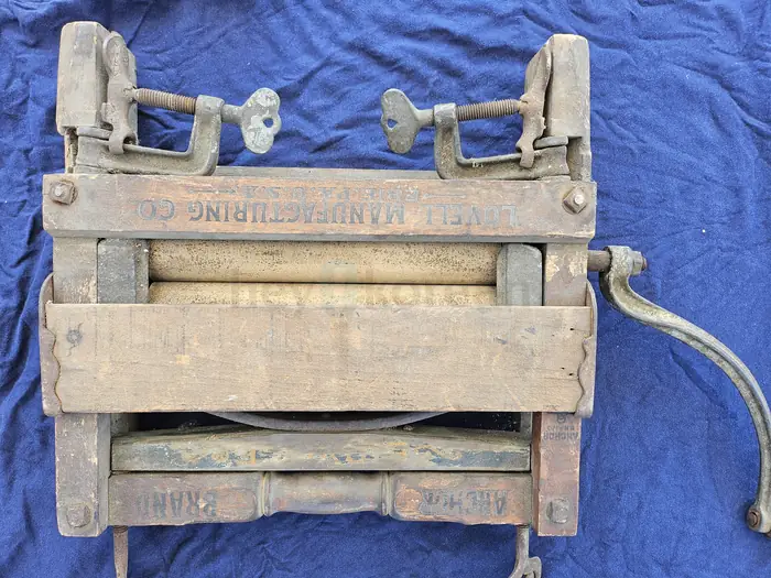Antique Lovell Mfg Co. "Anchor Brand" Clothes Wringer   Authentic 1890s-1920s wood & iron wringer from Erie, PA.