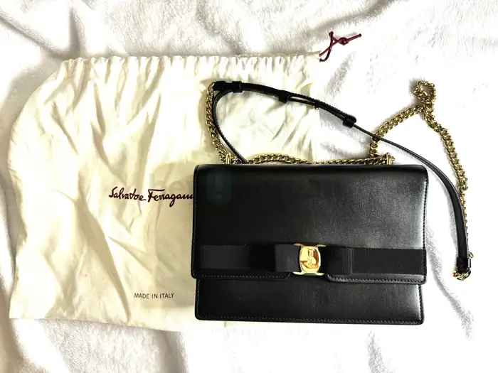 [페라가모 Salvatore Ferragamo] 블랙 바라 리본 체인백