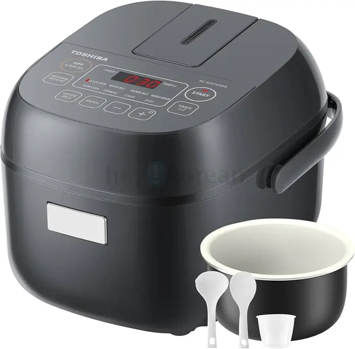 TOSHIBA Small Rice Cooker, 3-Cup Uncooked, for 1-3 People, LCD Display, 8 Cooking Functions, Nonstick Inner Pot, Grey in Manhattan, NY