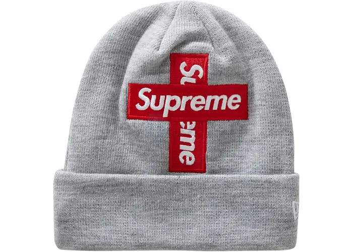 슈프림 Supreme New Era Cross Box Logo Beanie Heather Grey