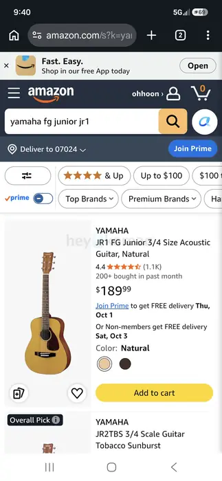 Yamaha. fg-junior. Jr-1 in Bergen County, NJ