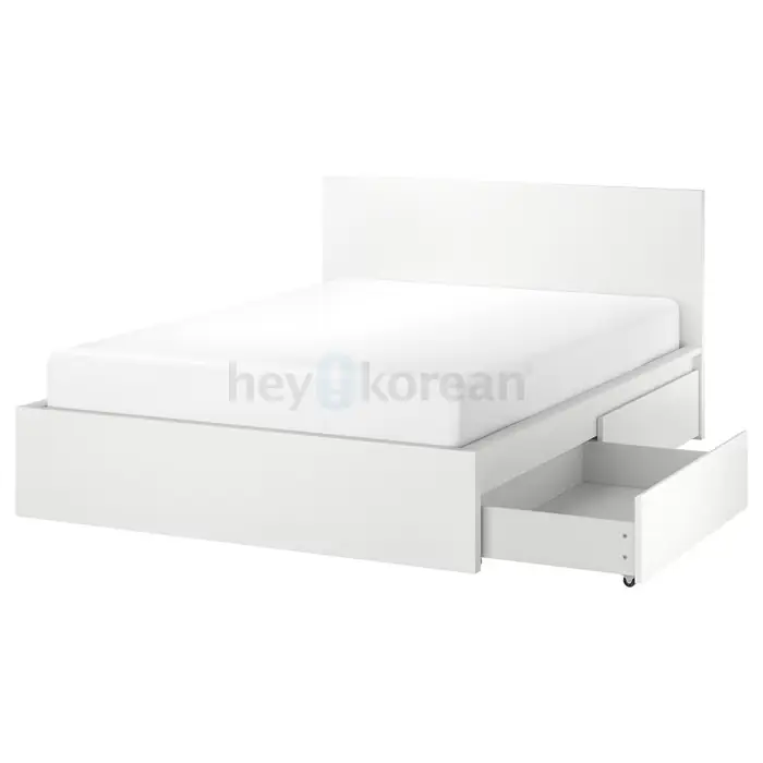 MALM High bed frame/4 storage boxes, white/Luröy, Full in Bergen County, NJ