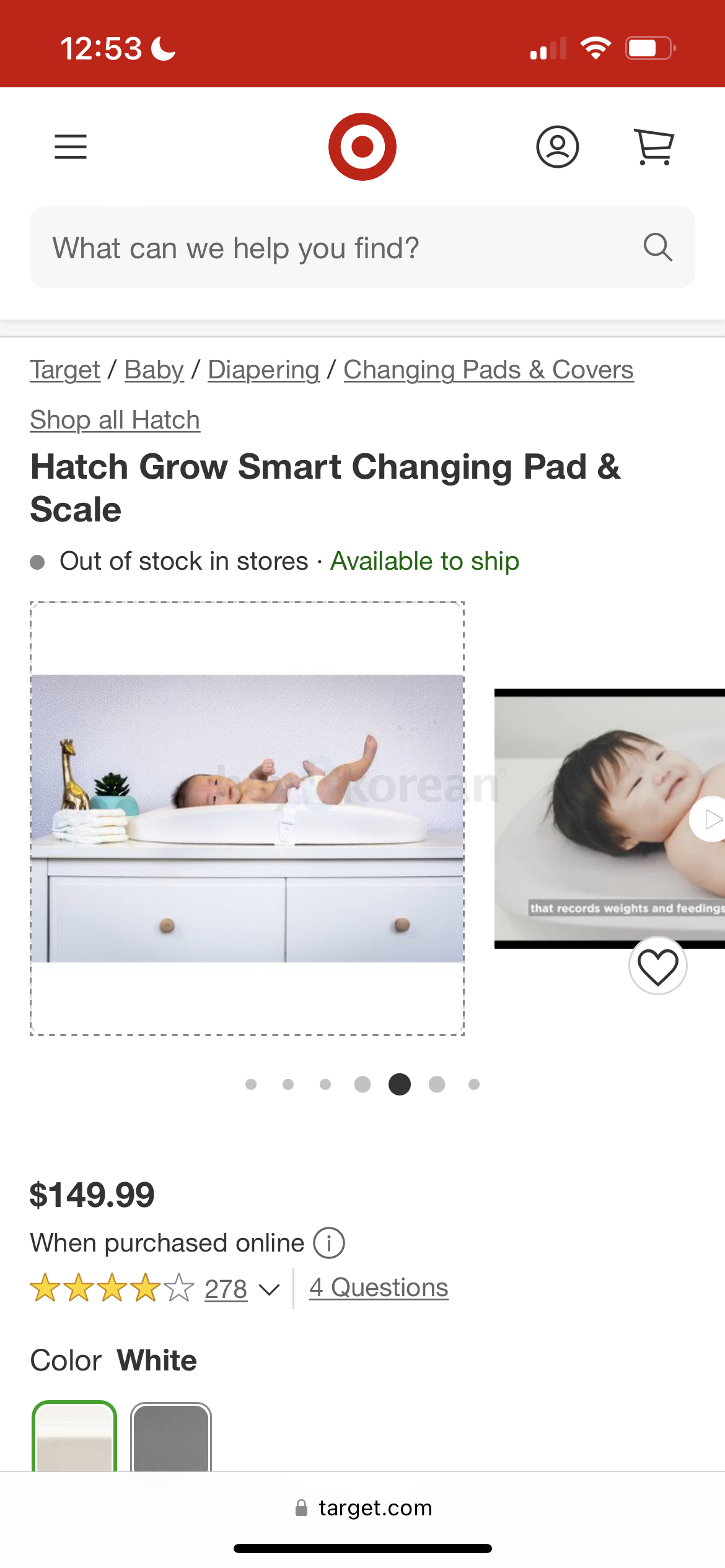Changing pad + scale+ app