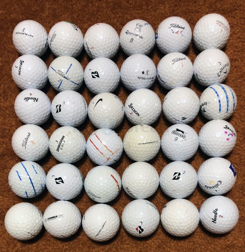 Recycled Golf Balls Mixed Brand "Grade B", 재활용 골프공 B 급 36개