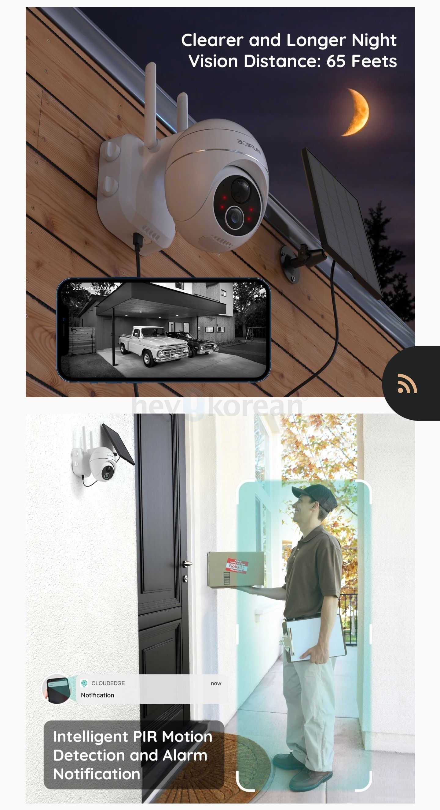 BOIFUN Outdoor PTZ Security Camera ZS-GX1S with Solar Panel HD1080P
