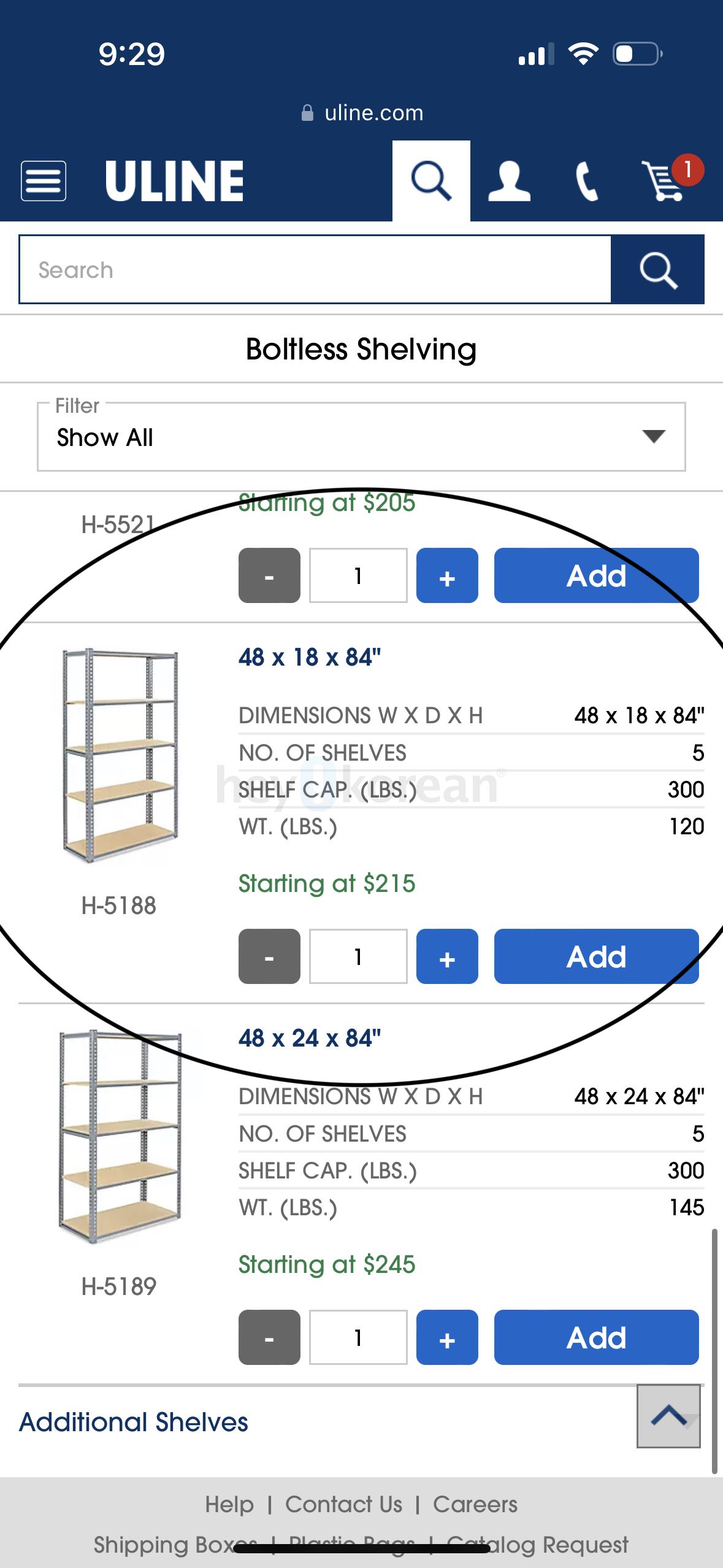 Uline Boltless Shelving 48x18x84