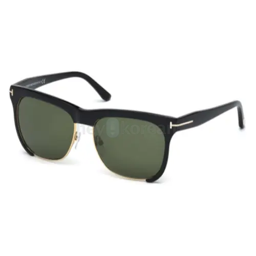 Tom Ford Thea Shiny Black Sunglasses Unisex TF366 01G Tom Ford Thea Shiny Black / Green Sunglasses TF366 01G 57mm  main image 3