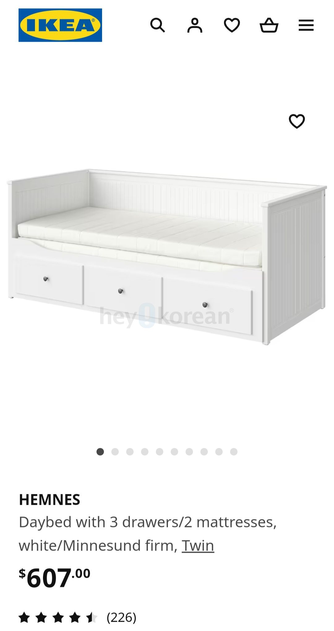 Hemnes Daybed with 3 drawer/2mattress 침대겸 소파
