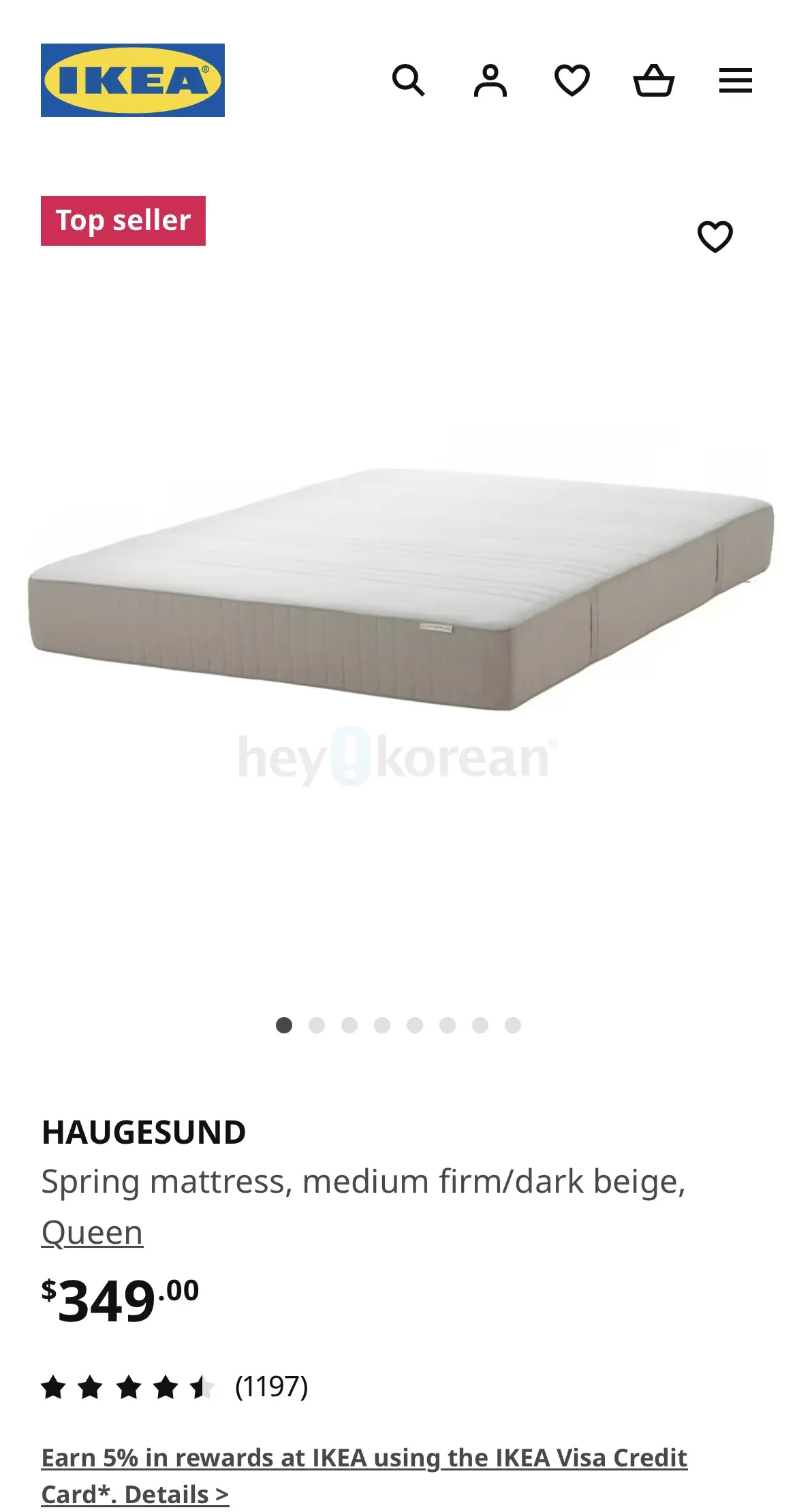 Ikea HAUGESUND Spring mattress, medium firm/dark beige, Queen