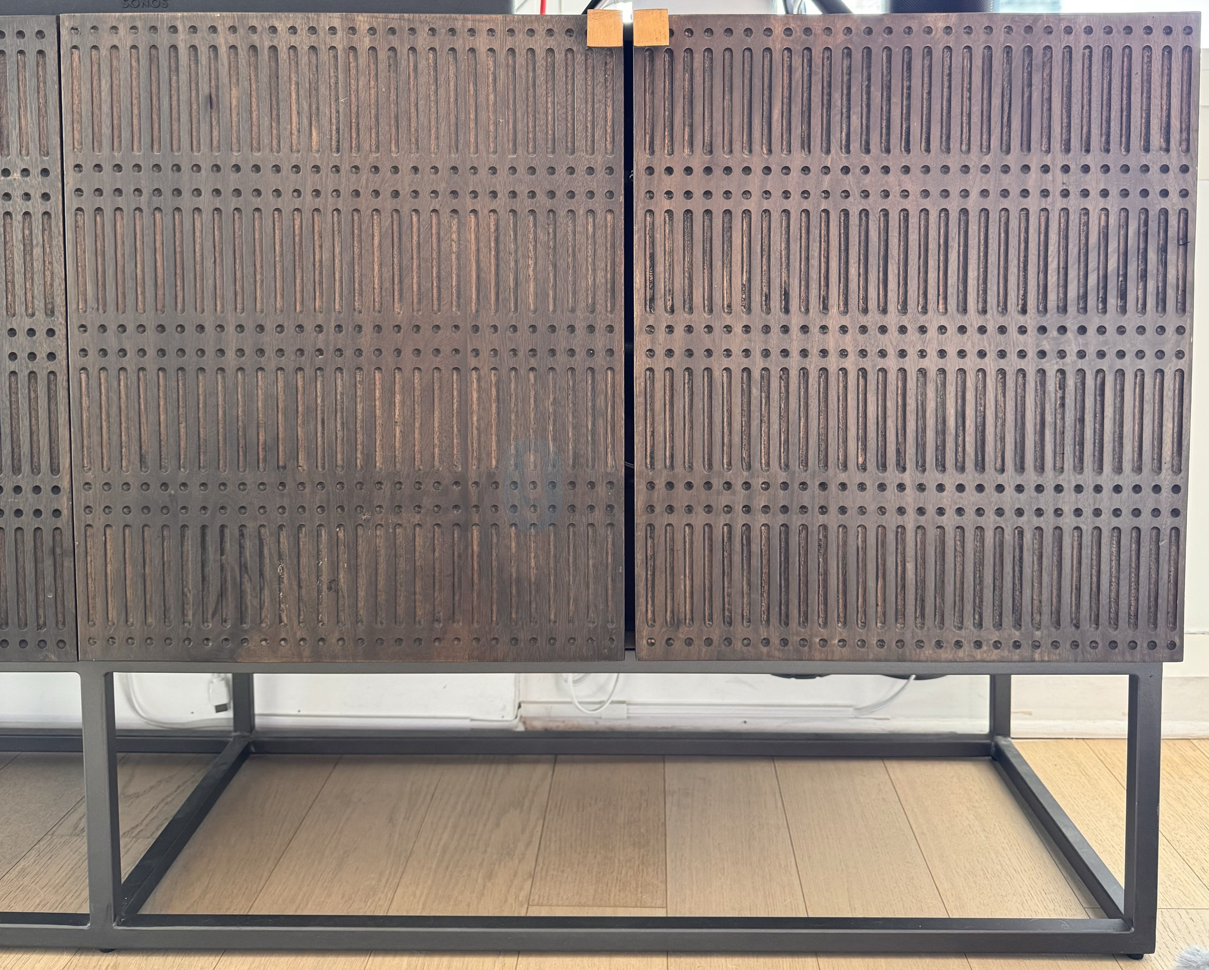 Crate and Barrel Ivan Wood and Iron Storage Media Console