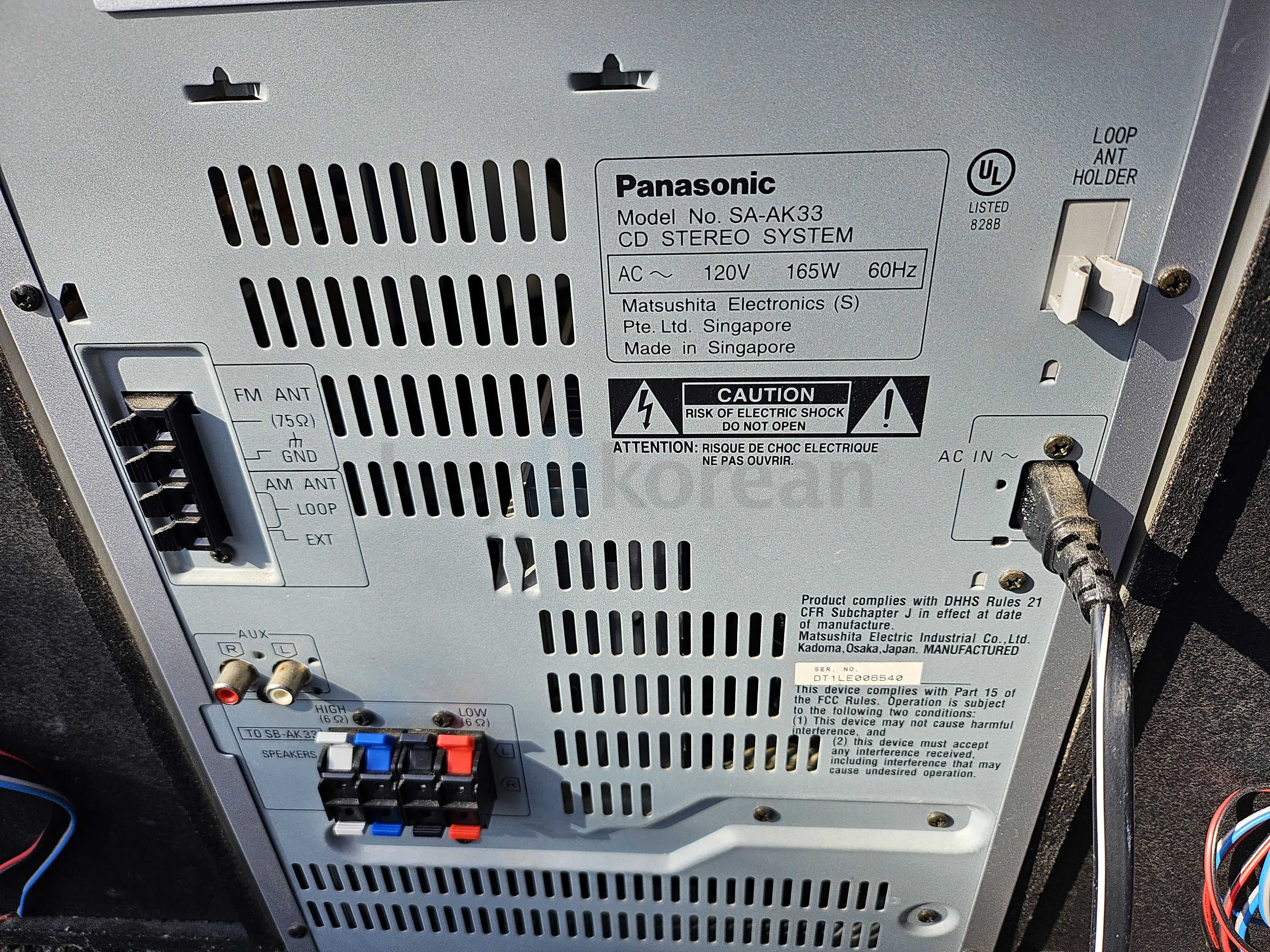 PANASONIC SA-AK33 5 DISC CD STEREO-DUAL CASSETTE-RCA INPUT