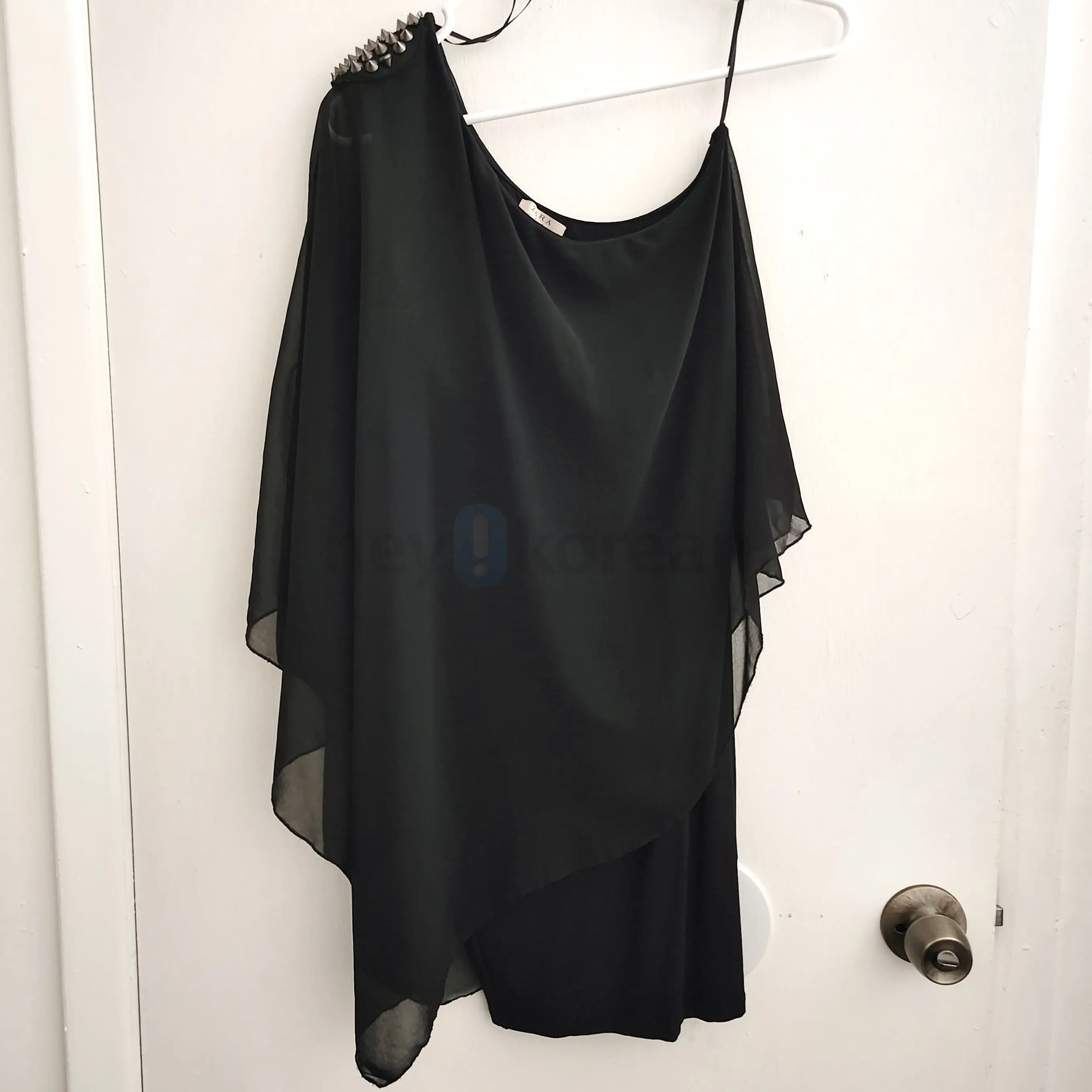 NEW Zara Asymmetrical Dress w/ Spike Studded Shoulder & One Cape Sleeve, Med