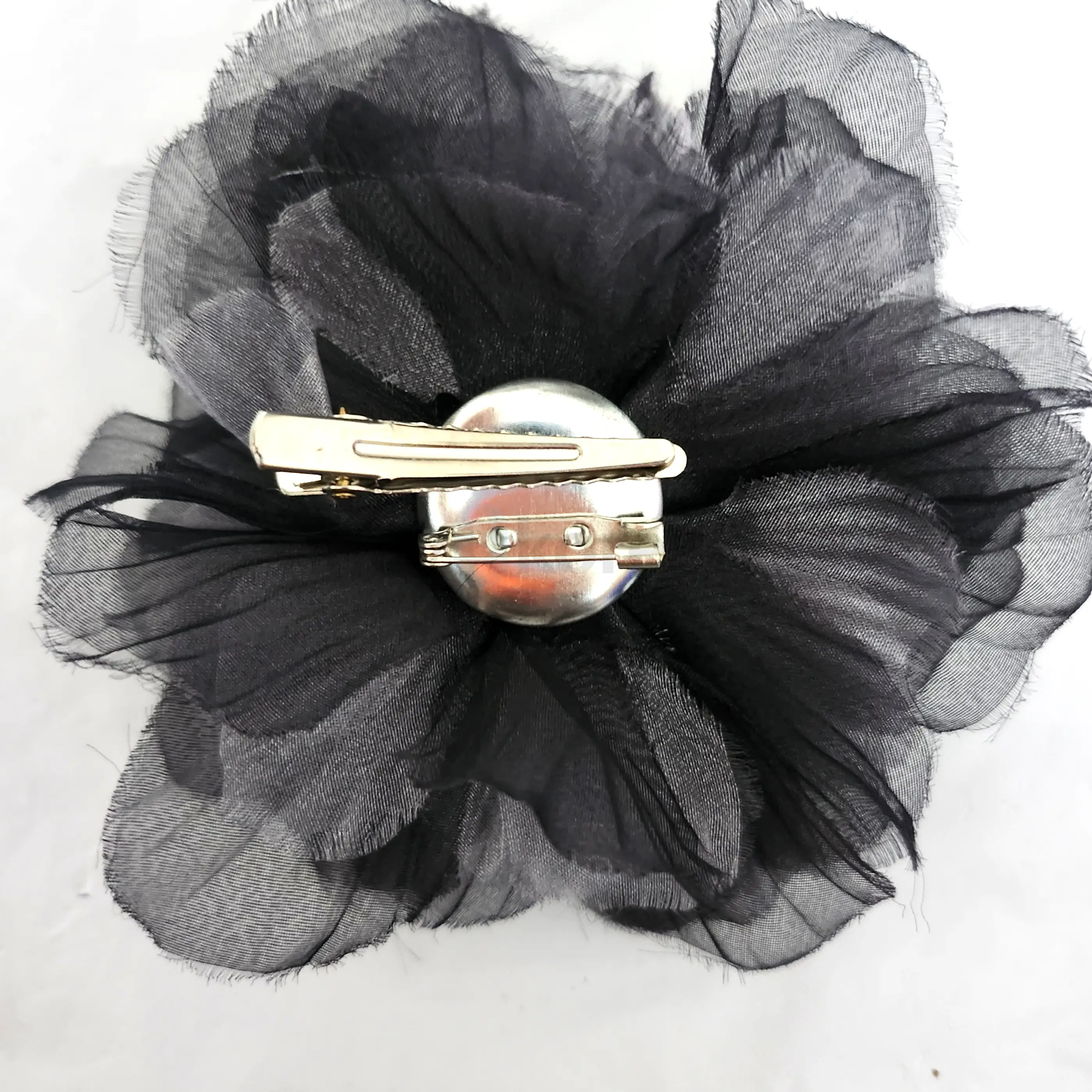 Gray Flower Pin/Clip Duo with Beads