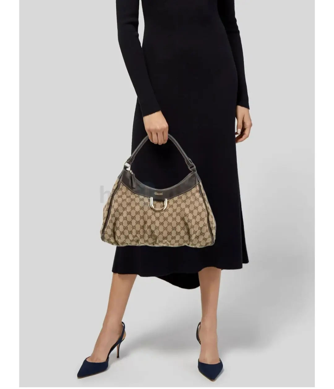 Authentic Gucci GG Canvas Abbey Handbag with Leather Trim in Queens, NY