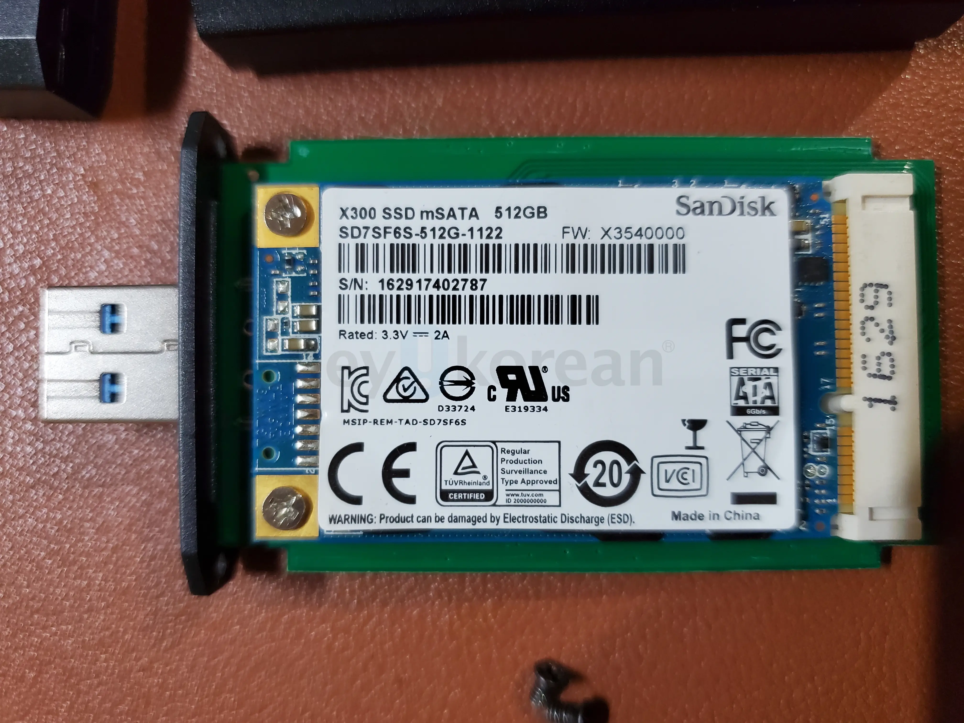 Sandisk X300 512GB msata SSD Enclosure(USB