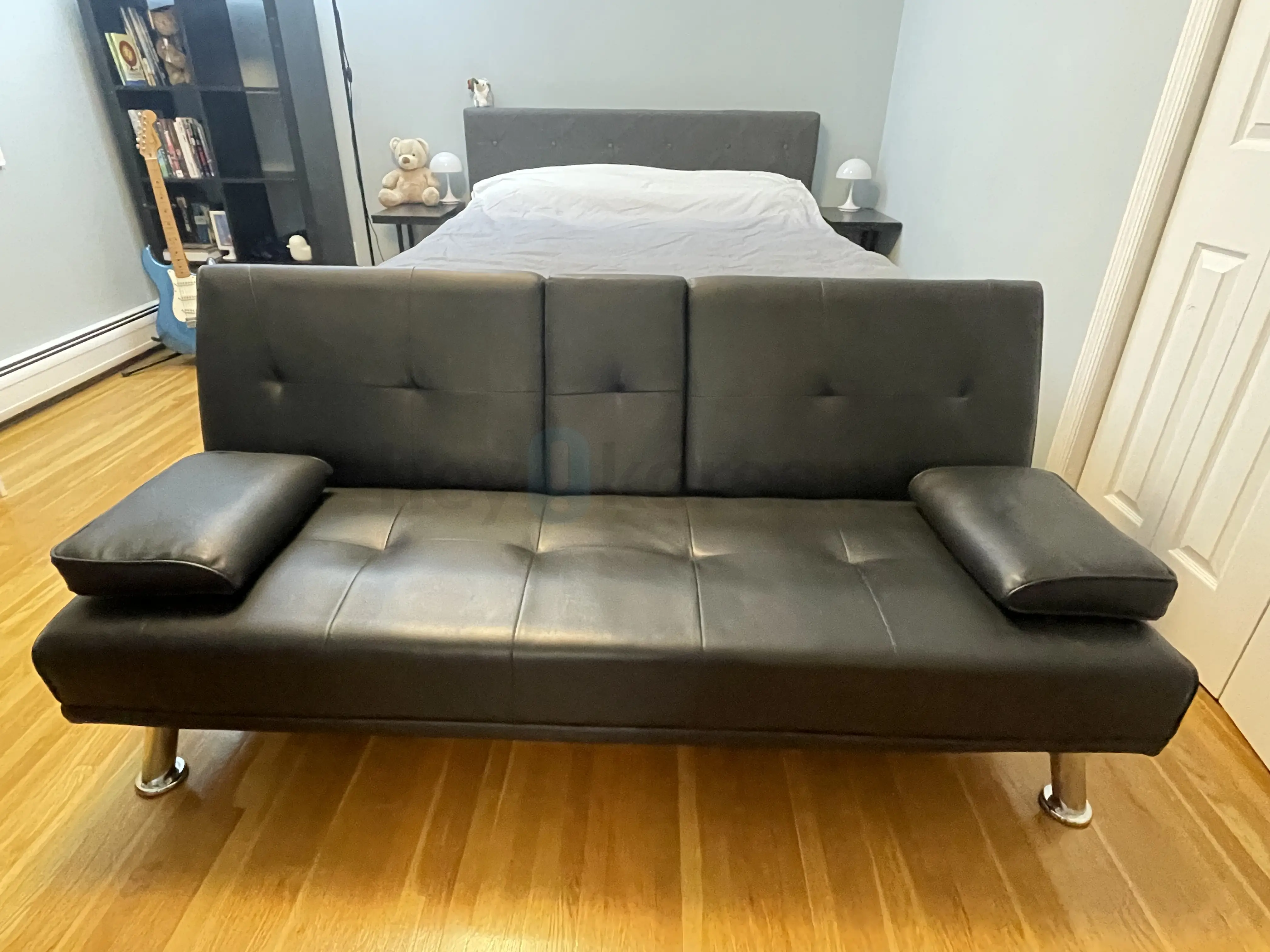 소파 베드 Faux Leather Futon Sofa Bed Couch