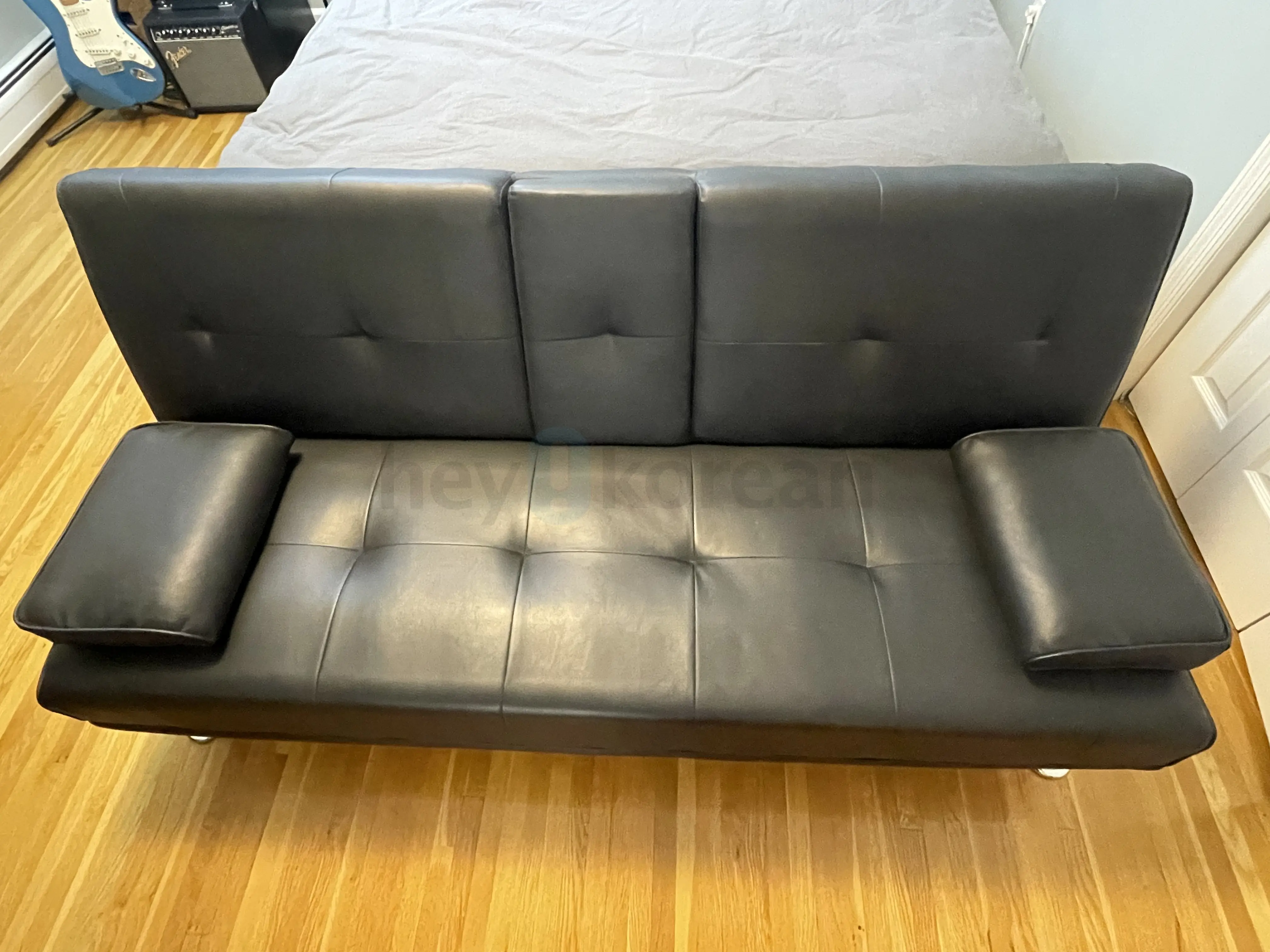소파 베드 Faux Leather Futon Sofa Bed Couch