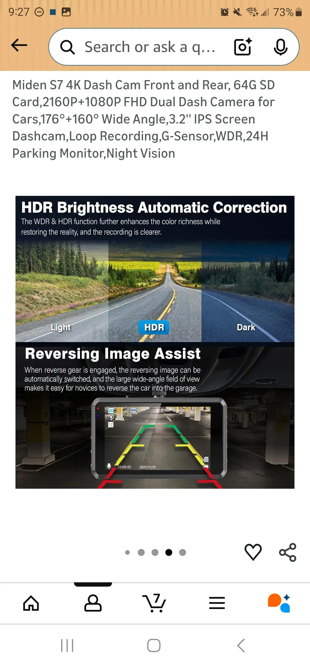 S7 - 4K Dash Cam Front and Rear