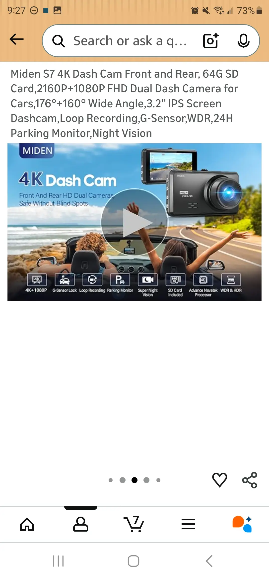 S7 - 4K Dash Cam Front and Rear
